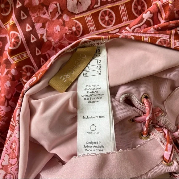 NWT Woman’s On Shore 1 Piece Floral Tummy Control Swimsuit in Coral (10) - Picture 8 of 9